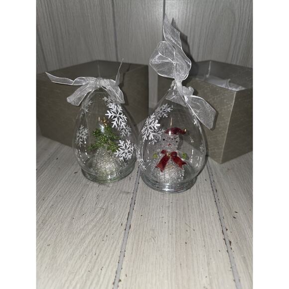 Spun Blown Glass Lighted Ornament Snowman Christma Tree Changes Color Gift Box - Picture 13 of 13